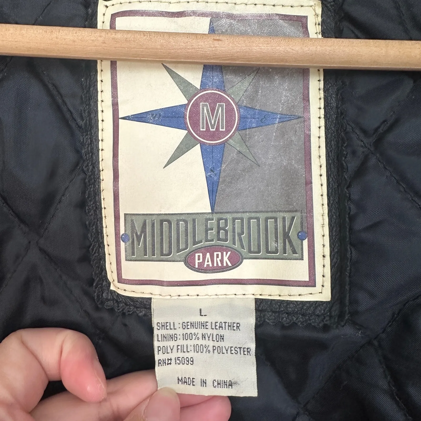 Vintage Middlebrook Park Genuine Leather Hooded‎ Jacket Drawstring Black Large - Image 9