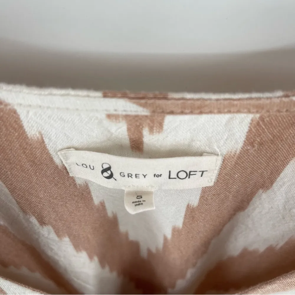 NEW LOU & GREY for LOFT Small Romper Ikat Tie Front Button Down Cotton NWOT - Image 5