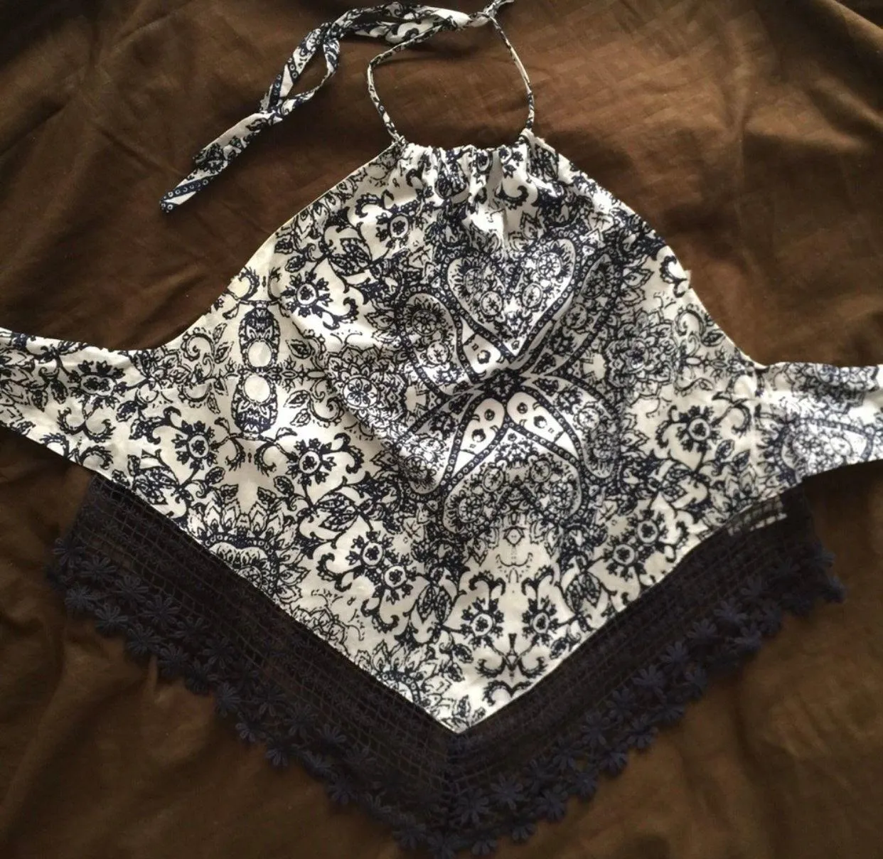 Crochet Handkerchief Scarf Bandana Backless Halter Top - Image 8