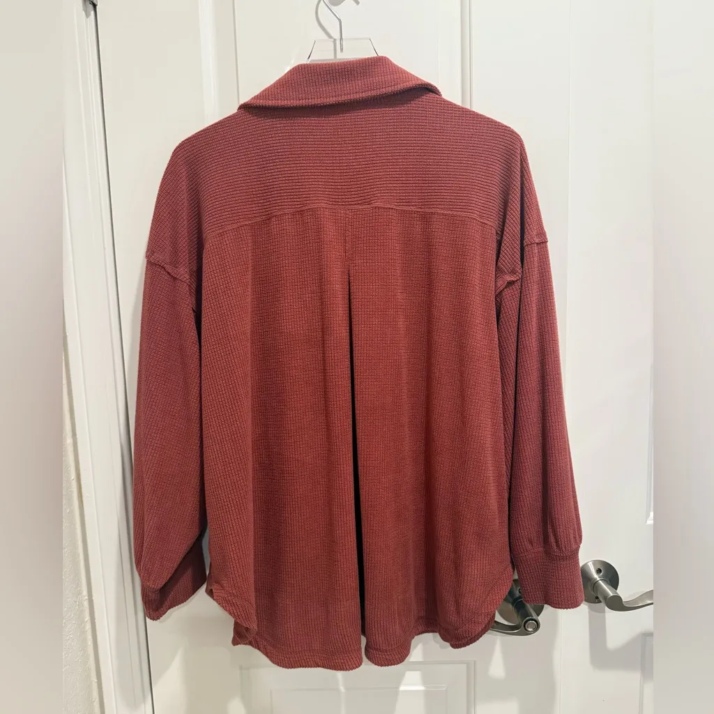 FREE PEOPLE FP INTIMATELY Check it Out Sleep Shirt in Marsala Button Down Medium - Image 6