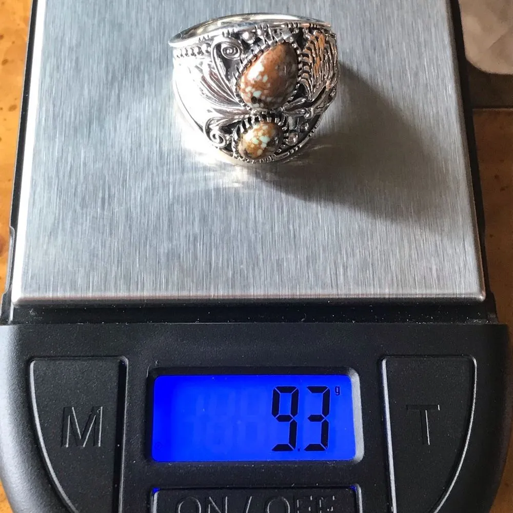 Genuine Turquoise Sterling Silver Eagle Ring Size 8 - Image 3