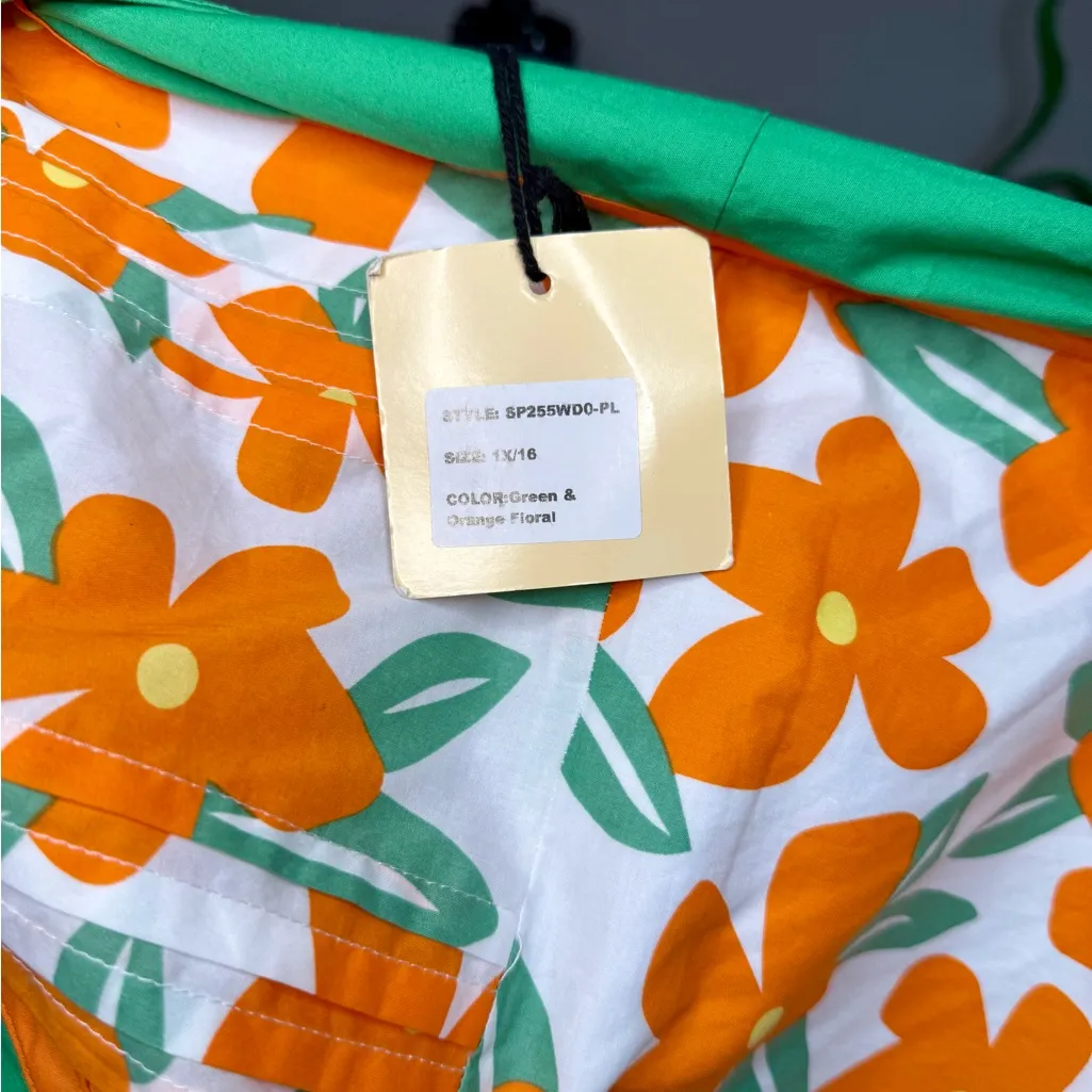 Smak Parlour Floral Green, Yellow, and Orange Dress with Flowers Women’s size 16 Green - Image 6