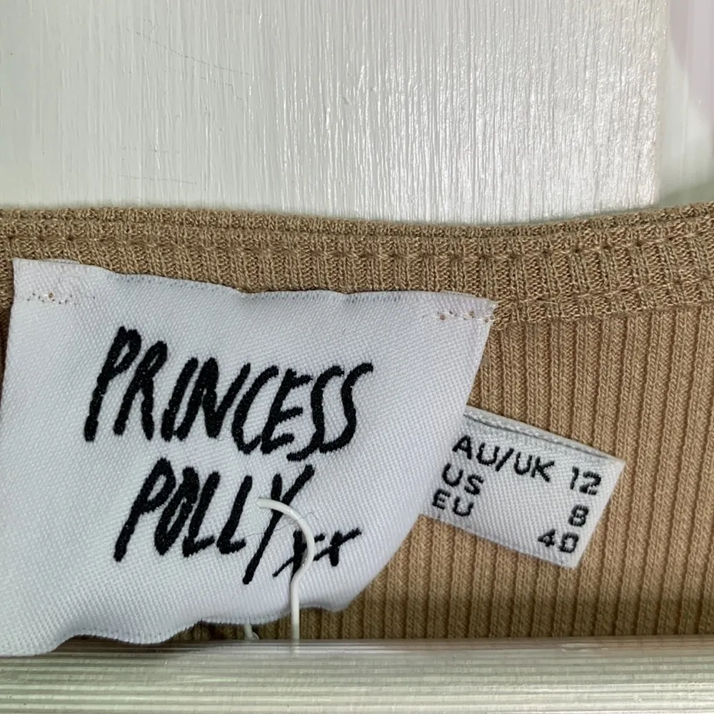 Princess Polly Mikayla Beige Tan Mini Bodycon Ruched Dress New w Tag W-828 Sz 8 - Image 3