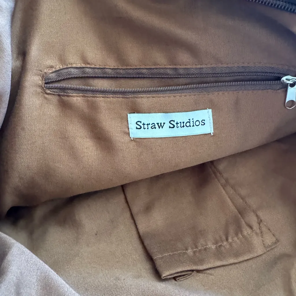 Straw Studios Weaved Wooden Tan Straw Bag - Image 4