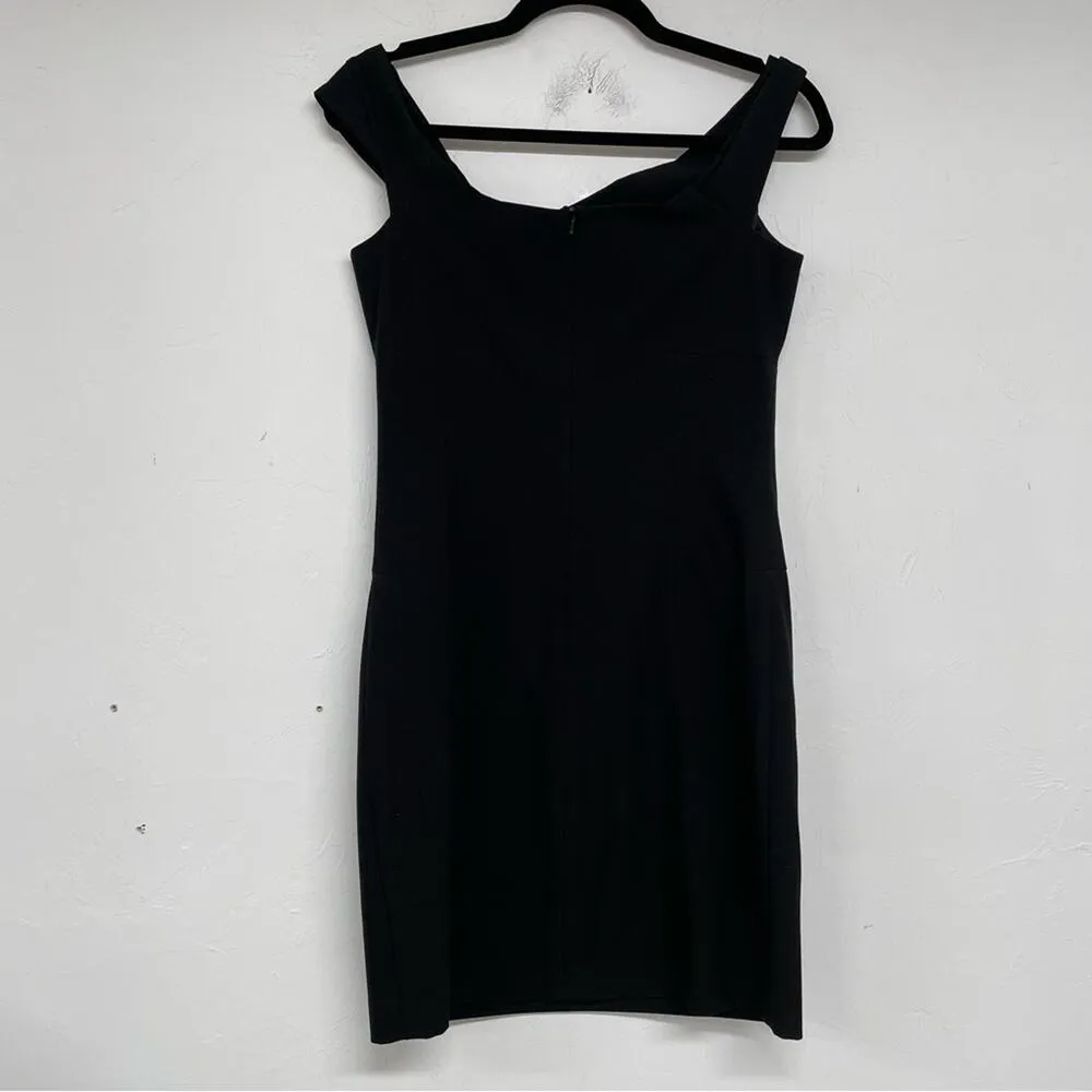 Black Halo Black Bodycon Mini Dress Womens 6 Jackie O Asymmetrical Iconic Preppy - Image 6