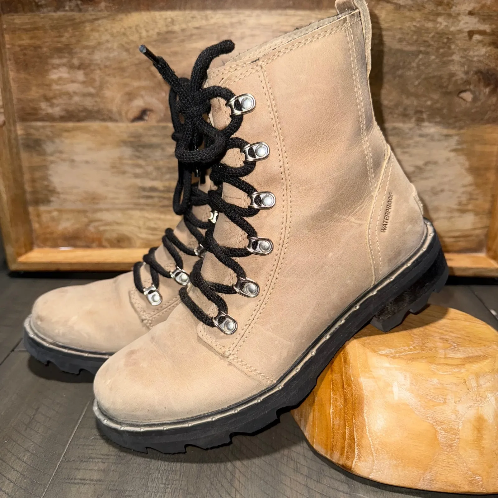 Sorel Women's Lennox Lace Tan Waterproof Suede Sand Tan Black‎ Casual 6 - Image 2