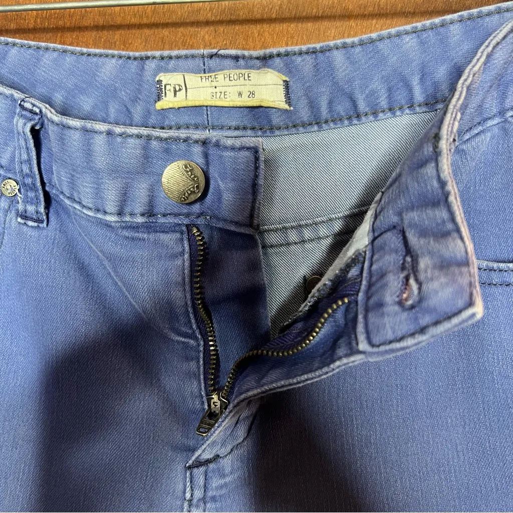 Free People Purple Skinny Jeans Boho Casual Size 28 High Rise Stretch Denim - Image 3