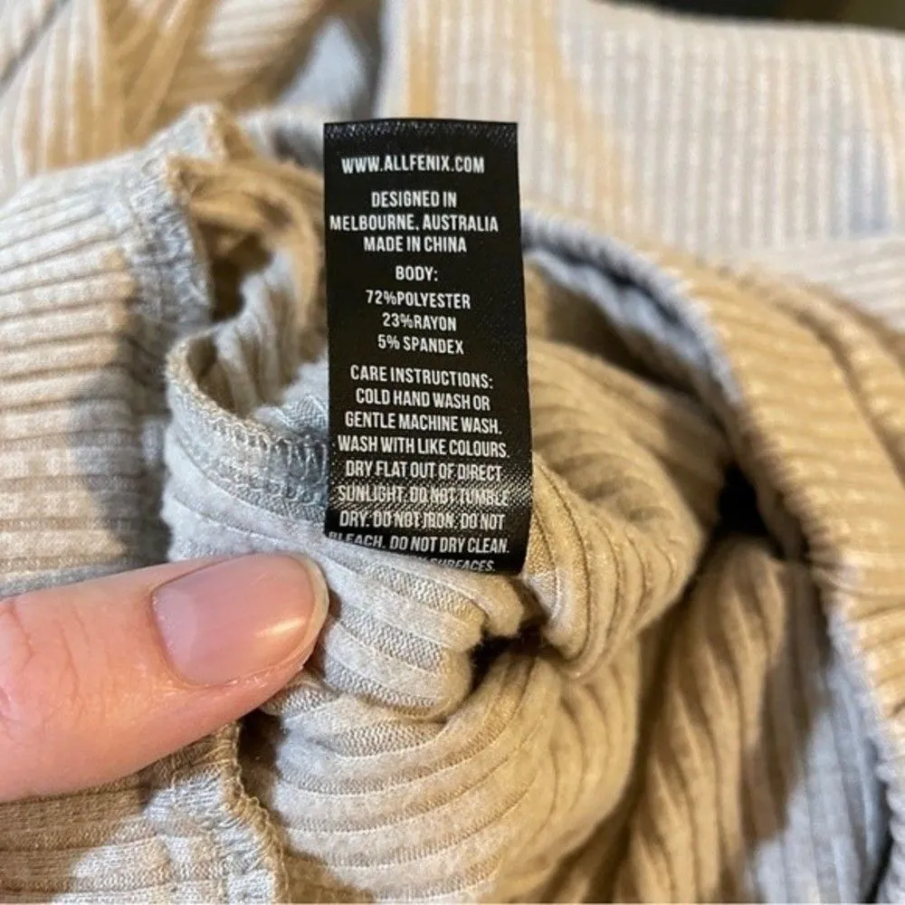 All Fenix Leo Ribbed Lounge Pull On Jogger Pants Oatmeal Tan Beige Comfy Size XS - Image 5