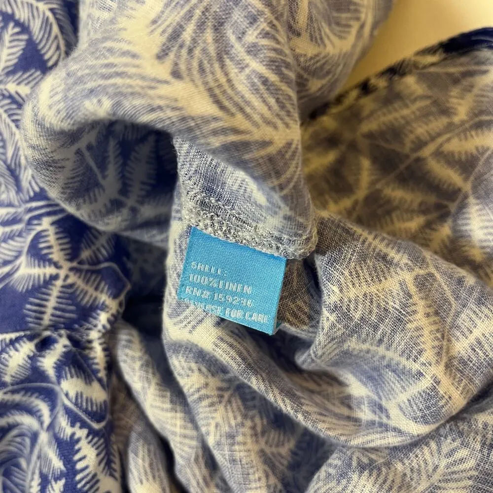 J Mclaughlin 100% Linen Button Up Shirt Britt Blouse Navy Blue White Size XS - Image 6