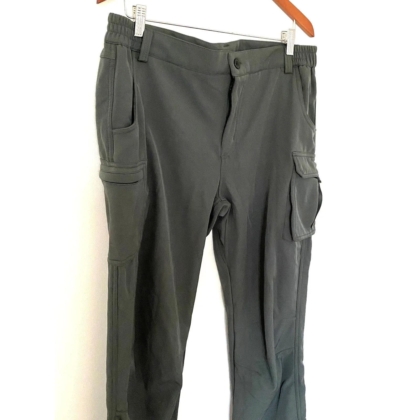 Fleece Lined Green Utility Cargo Pants Drawstring Pockets Wintercore Sz L (14) Size L - Image 3