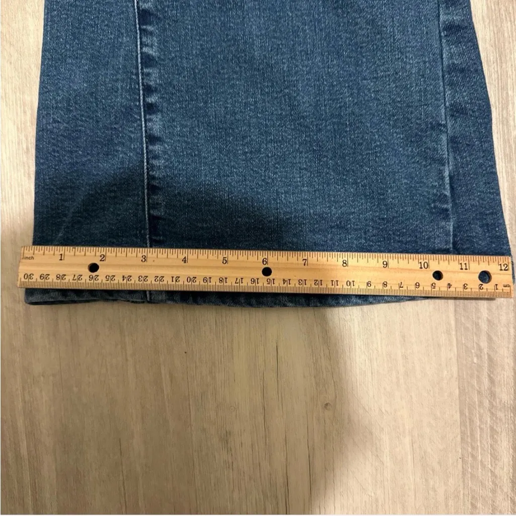 Pilcro Anthropologie dark Blue bell bottom flare wide Jeans 29 8 - Image 4