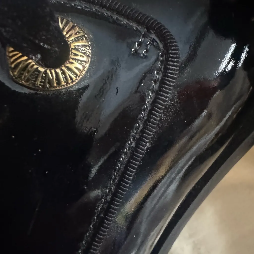 Lanvin Black Flats with Glossy Patent Leather Finish with‎ velvet laces 37.5 Size 6.5 - Image 4