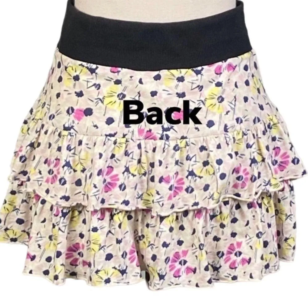 FREE PEOPLE 2-tiered, ruffled, elastic waist, stretchy miniskirt. Small. EUC - Image 4