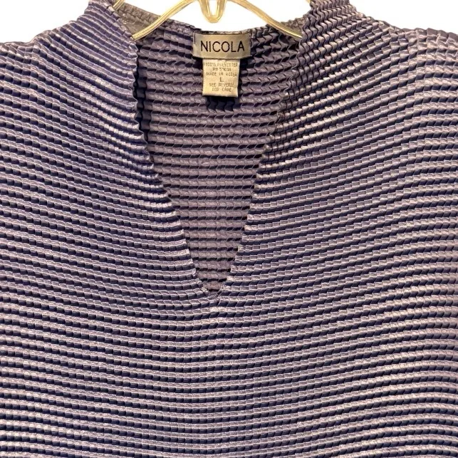 Vintage Nicola Textured Top Purple Size L - Image 2