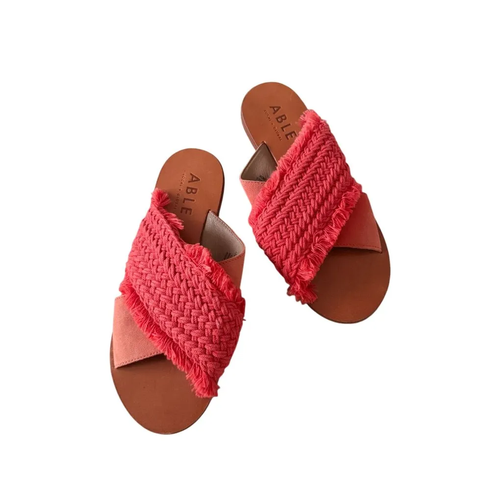 ABLE Orange Woven Braided Slides Sandals Size 7 - Image 4