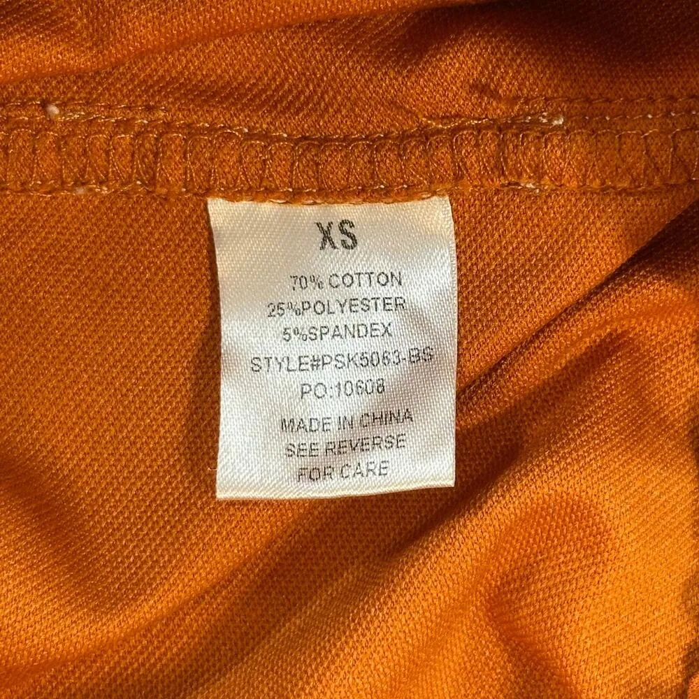 Polagram Paperbag Skirt Womens X-Small Orange Elastic Waist Contrast Stitch Slit - Image 8