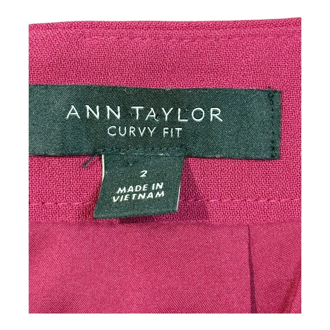 Ann Taylor Curvy Fit Skirt Pencil‎ Career Button Slit Pink Fuchsia Women Size 2 - Image 4