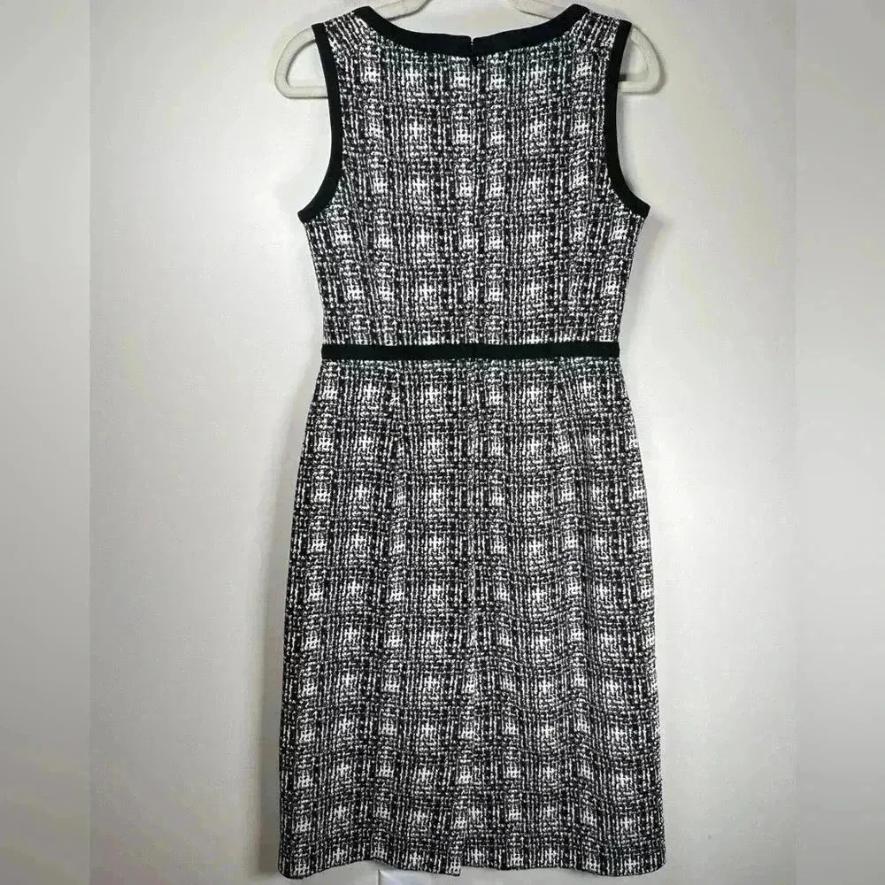 Lands End Sleeveless Tweed Black White Plaid Sheath Dress Women’s Size 6T (Tall) - Image 7