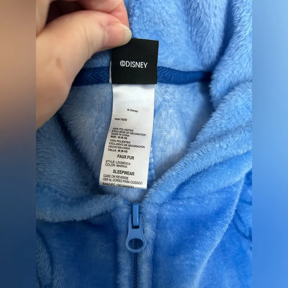 Disney Lilo & Stitch Sleepwear One Piece Adult Costume Pajamas Plush Hood Sz Med - Image 8