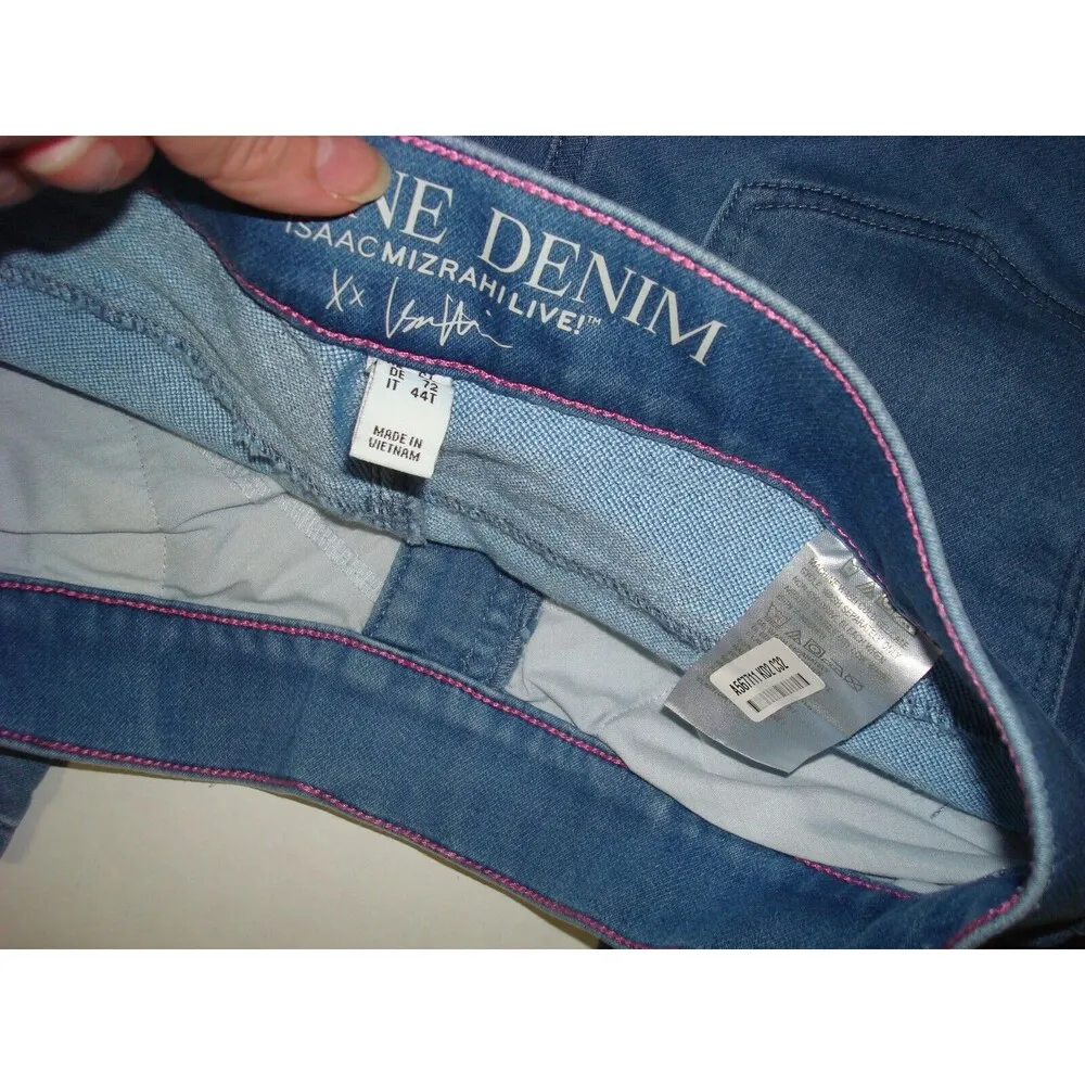 New Womens Isaac Mizrahi Live Divine Denim Pull On Jeans Blue Gold Snaps 16 Tall - Image 6