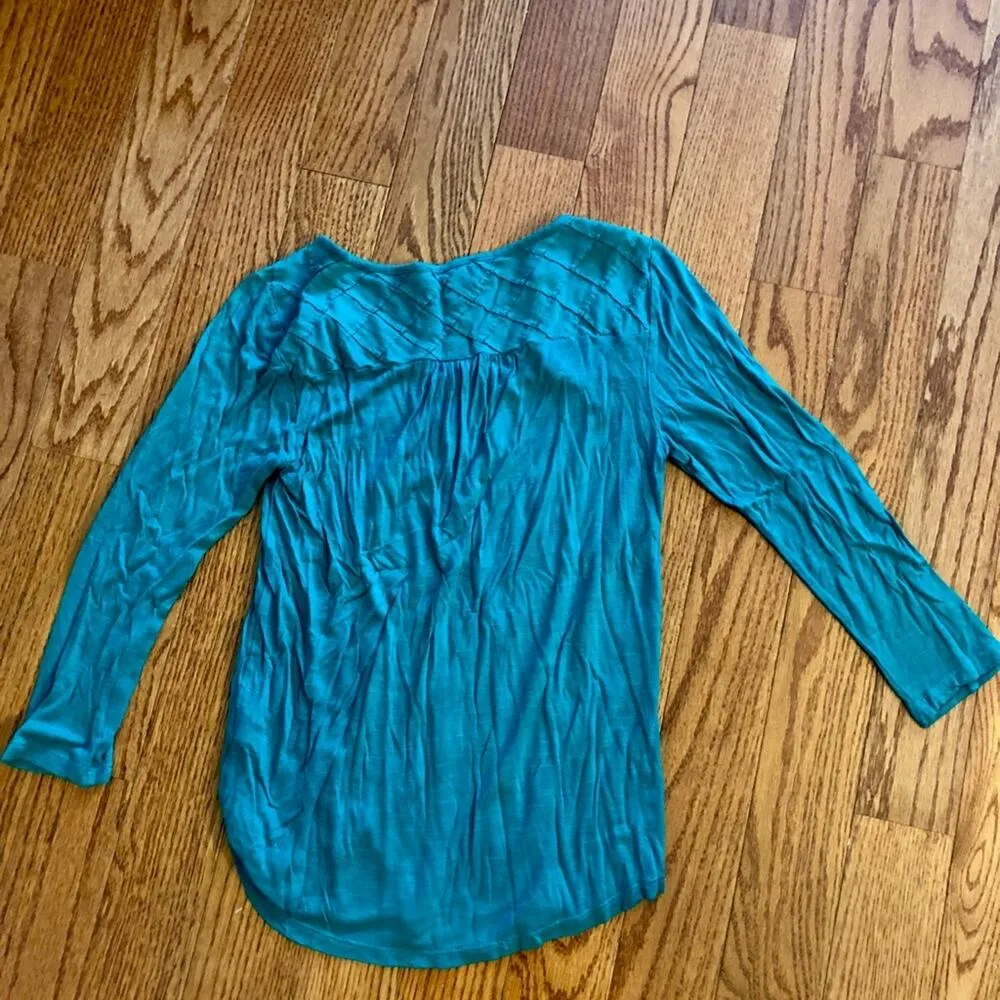 LUCKY BRAND Long Sleeve Green Rayon Shirt Women's Size Small - Image 2