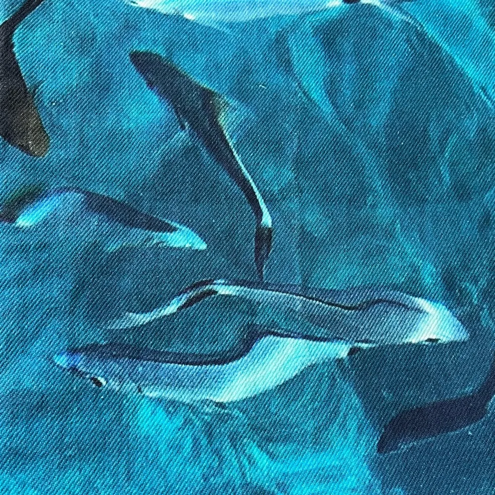 Zara Fish Pattern High Rise Straight Leg Jeans Blue Size 6 - Image 4