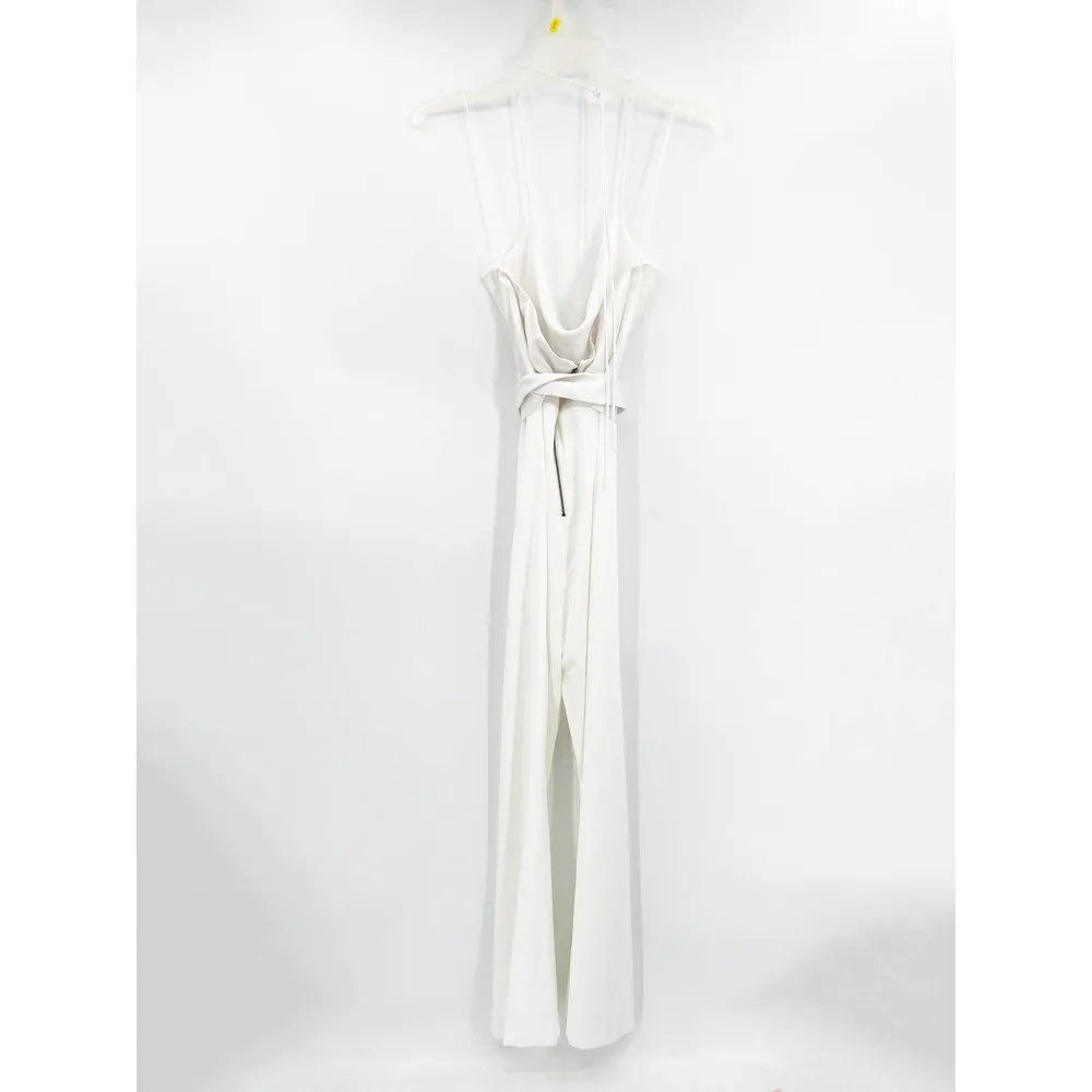Alice + Olivia Primrose Cowl Neck Belted Solid White Wide Leg Jumpsuit Size 14 - Image 5