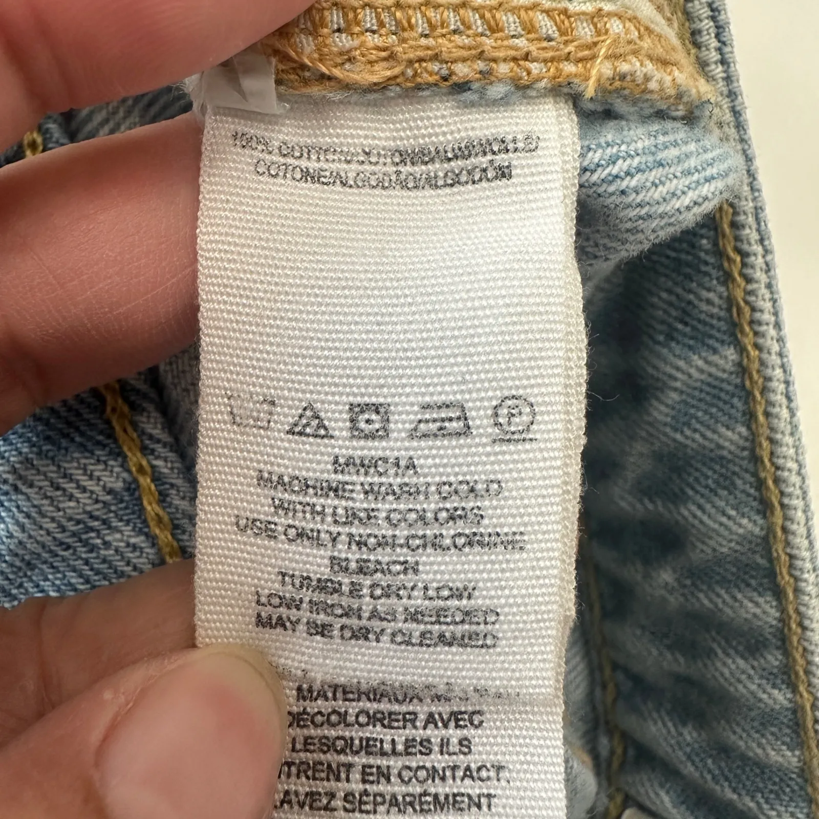 Free People We The Free Denim Mini Skirt Distressed Button‎ Fly Light Wash Sz 27 - Image 6