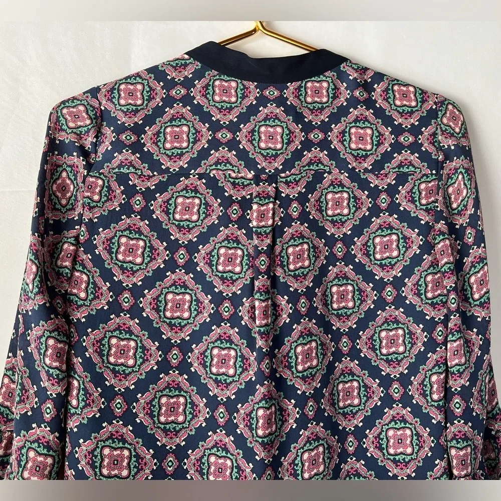 J Crew Black Label Womens Lined Shift Dress Size 00 Navy Blue Pink Career Modest - Image 4