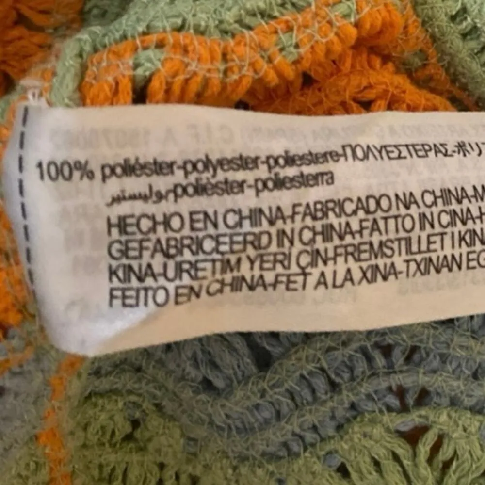 Zara Multicolor Halter Sleeveless Striped Crochet Knit Cutout Mini Dress Size S - Image 5