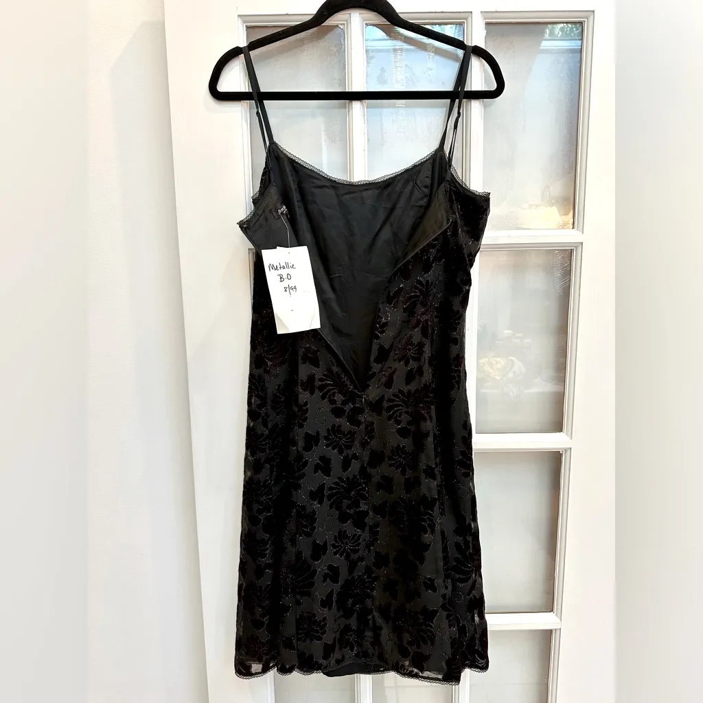 Vintage Betsey Johnson Y2K 90’s Black Burgundy Velvet Metallic Dress Size S NWT - Image 6