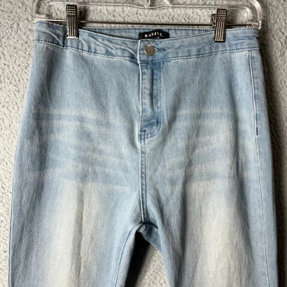 Banjul Jeans Womens M Blue Flare Bell‎ Bottom Distressed High Rise Boho Hippie - Image 4