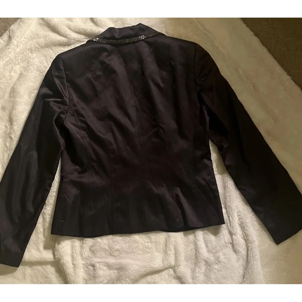 Sigrid Olsen  Jacket Blazer Silk Blend Lined Beaded Brown 6 - Image 4