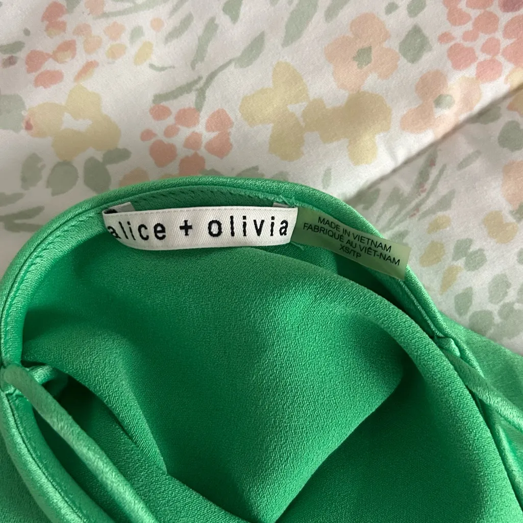 Alice + Olivia Green Satin Cami Top - Image 4