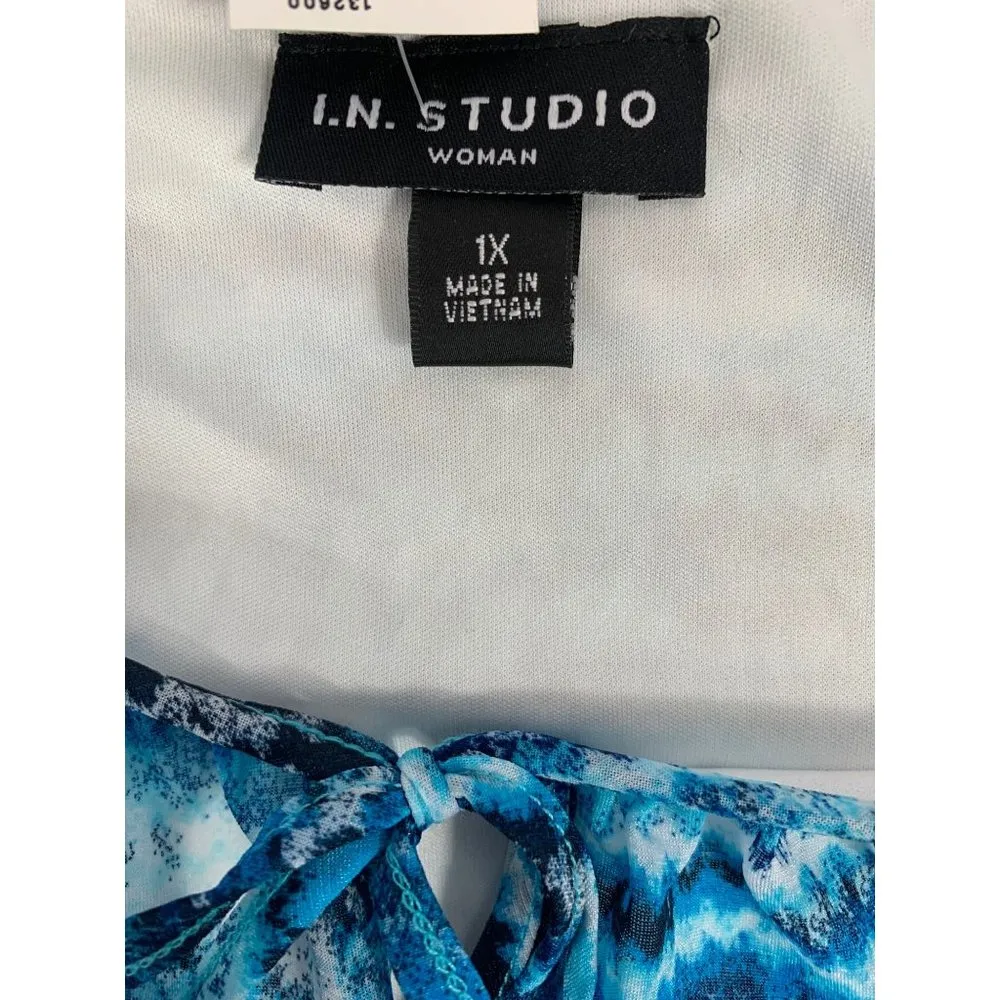 IN Studio Women’s Aqua Blue Blouse Size 1X - Image 3