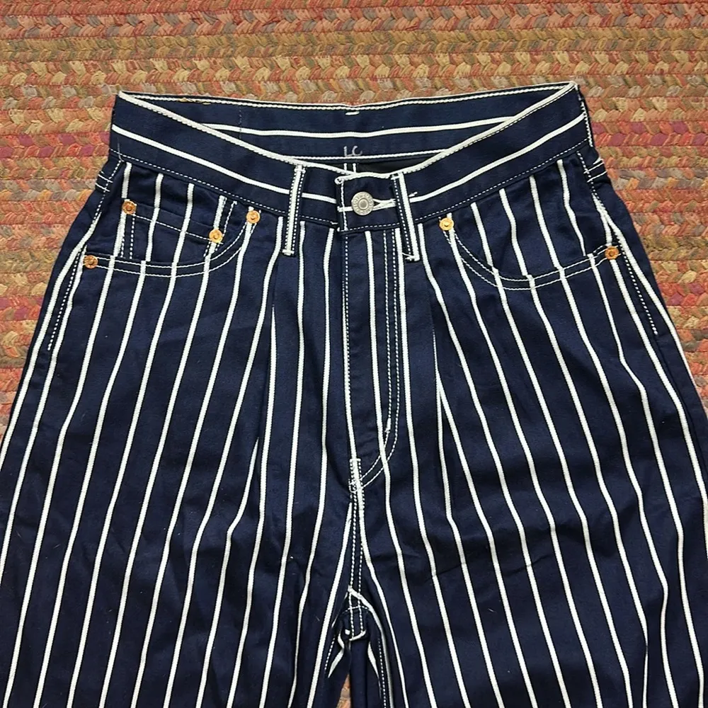 NEW LEVIS NAVY RAILROAD STRIPE WIDE LEG PANTS - Image 2