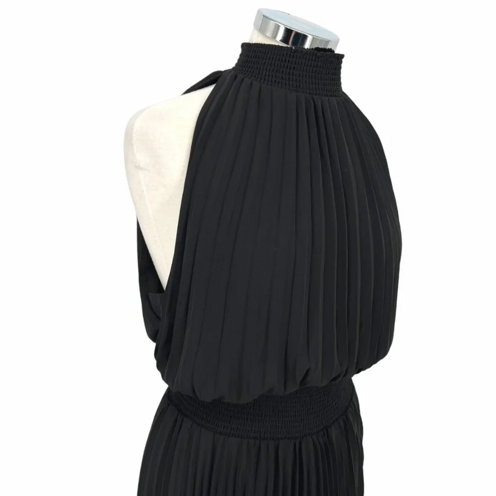 Halogen Pleated High Neck Sleeveless Handkerchief Dress Black Size Large NWOT - Image 3