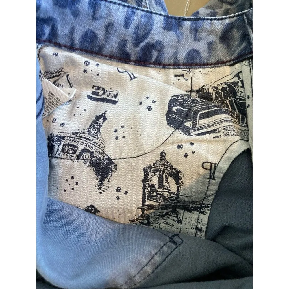 Pilcro and the Letterpess Mid Rise Skinny Jeans Womens Size 27 Blue Leopard Boho - Image 7