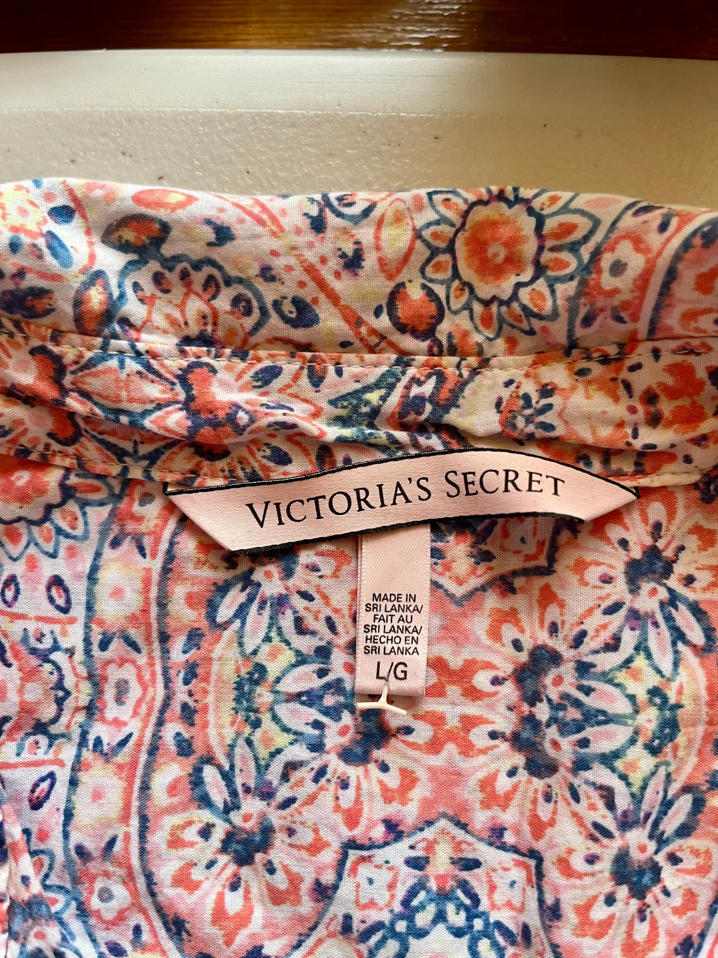 Womens Victoria Secret Multicolor Button Up Long Sleeve Night Shirt L - Image 6