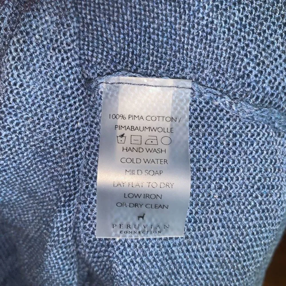 Peruvian Connection L flowy artsy navy blue lightweight sweater - Image 4