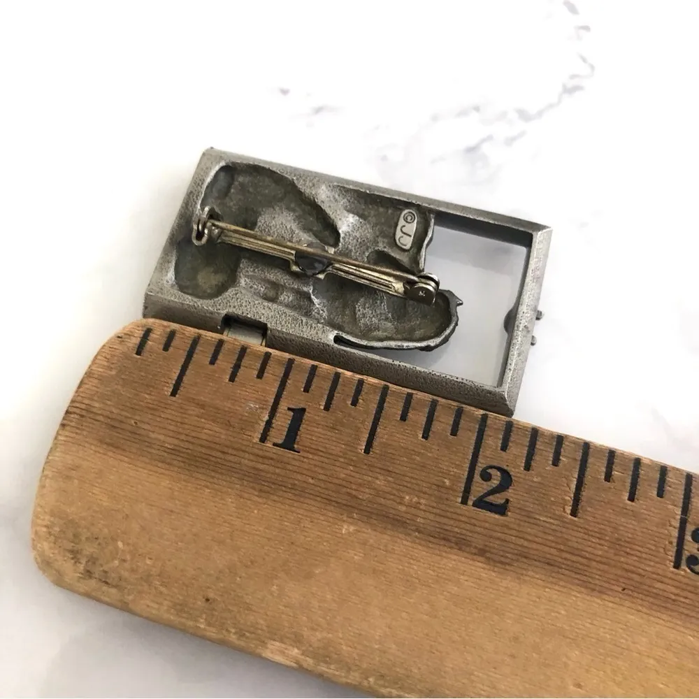 Vintage Stamped JJ Horse and Baby Brooch - Image 4