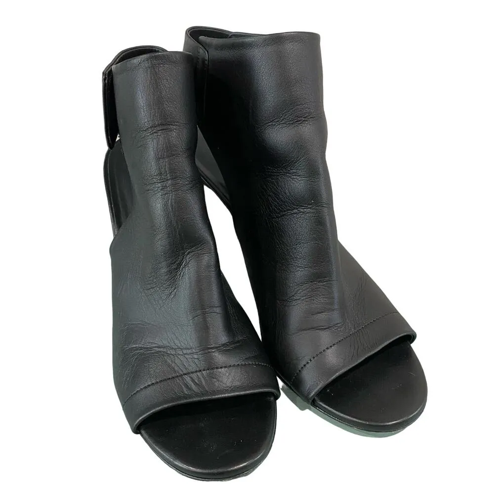 Vince Addie Black Leather Peep Toe Bootie Heel Size 8.5 - Image 10