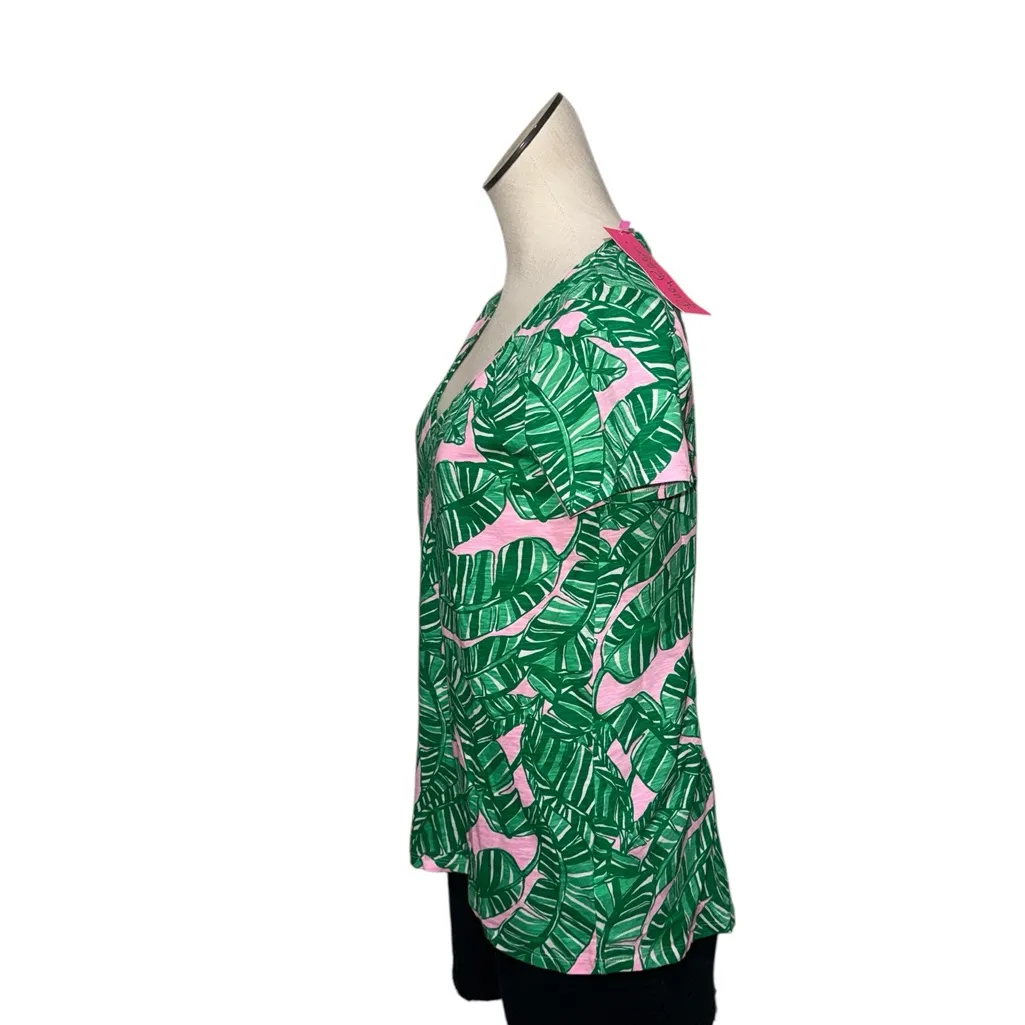 NWT Lilly Pulitzer Etta V-neck Short Sleeve T-Shirt Conch Shell Pink XS - Image 3