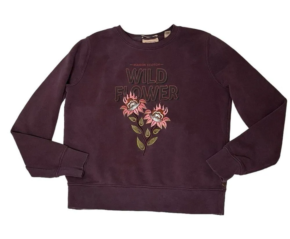 SCOTCH & SODA Maison Scotch Sweatshirt Floral Embroidery Womens Size Small - Image 5