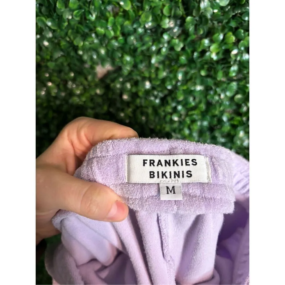 Frankie’s Bikinis Purple Terry Cloth Shorts Sz Medium - Image 3