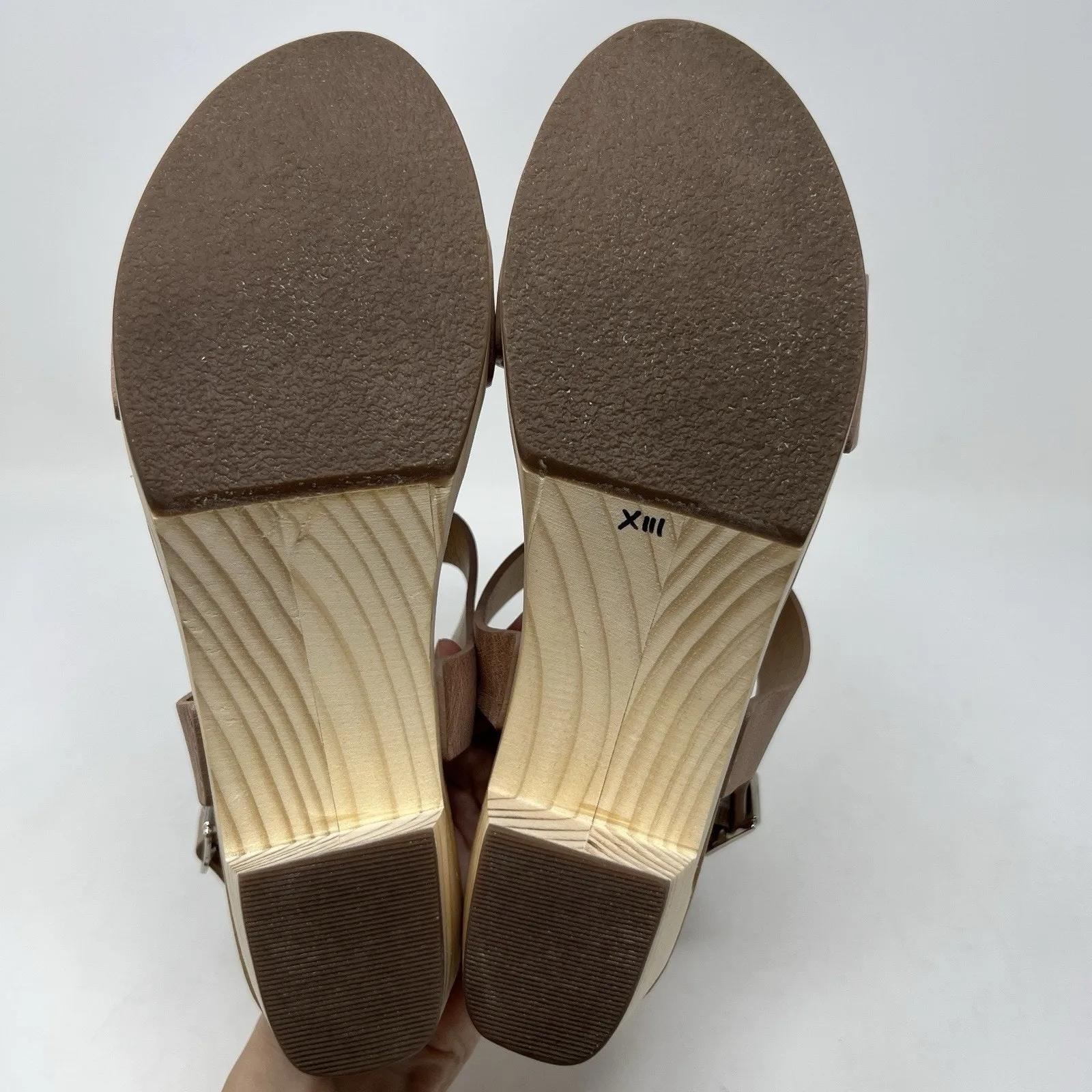 Nisolo All Day‎ Open Toe Clog Sandals Almond Brown Leather Platform Shoes Size 9 Tan - Image 14