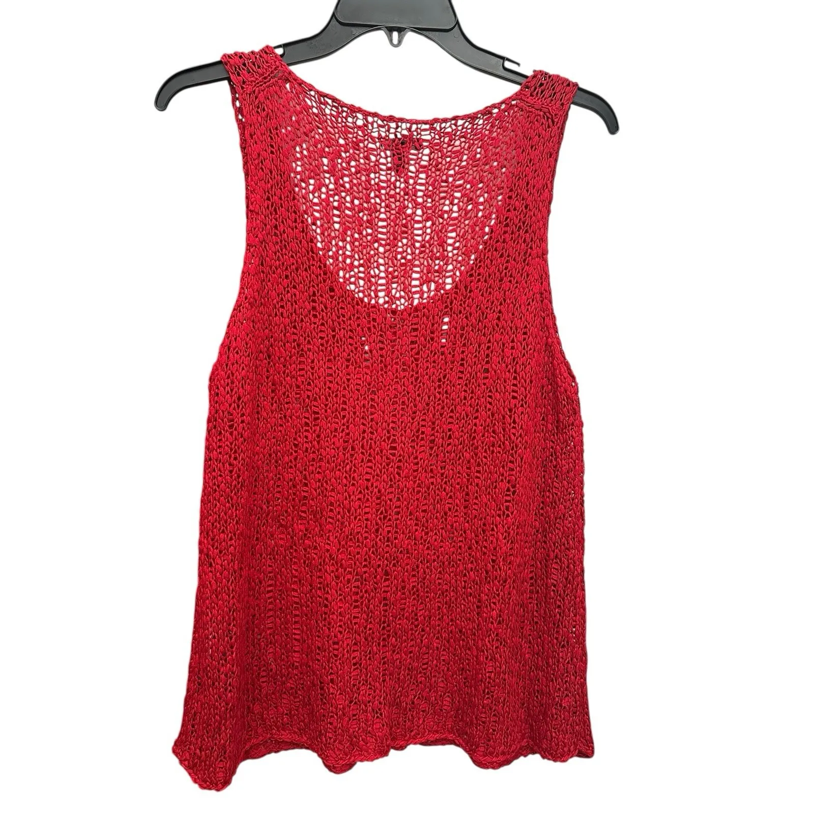 Eileen Fisher Cotton Tape Nubble U-Neck XL Strawberry Red Knit Tank Top #I5-0 - Image 3