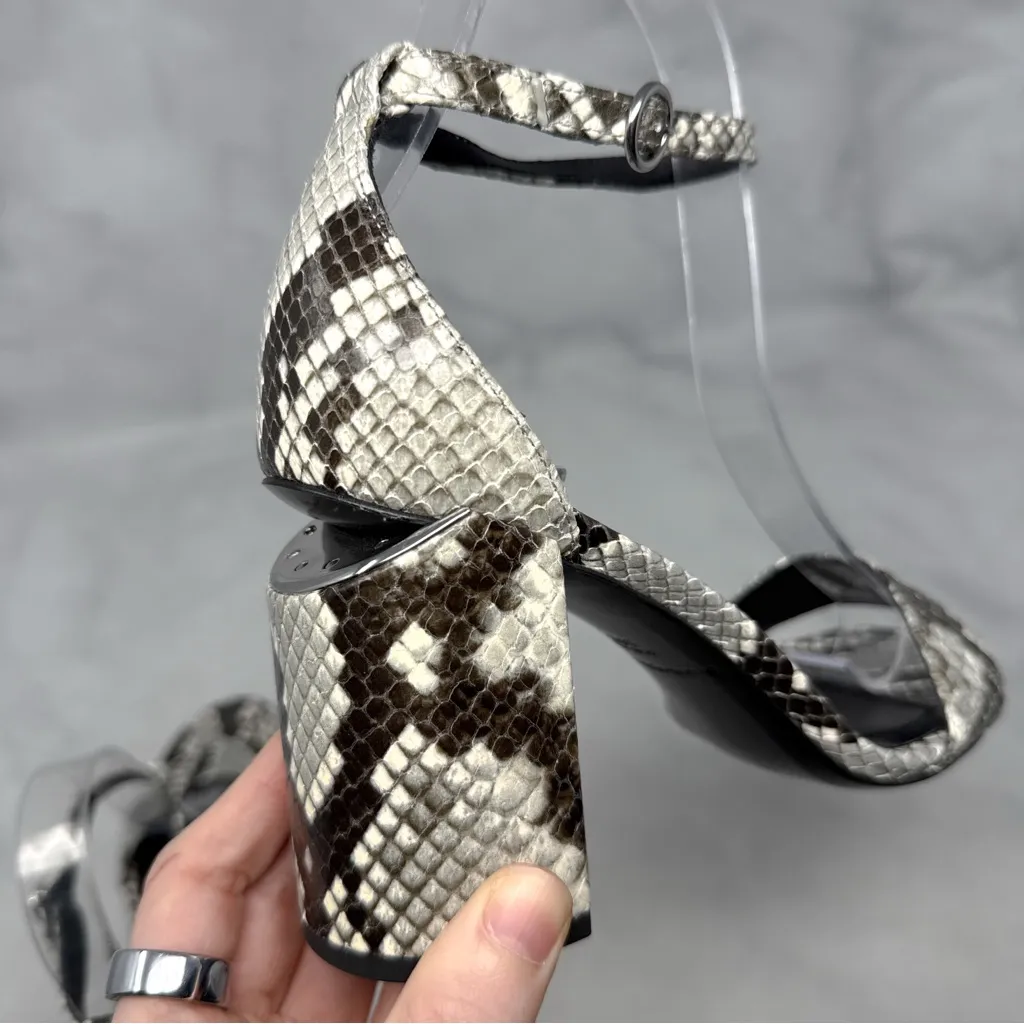 NEW Alexander Wang Snakeskin Leather Block Heel Cutout Ankle Strap Sandals 36.5 - Image 10