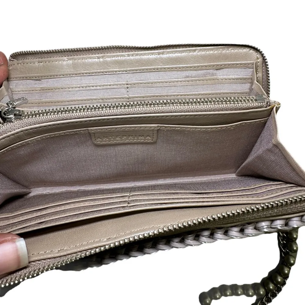 ANTEPRIMA Wire Pearl Zip Wallet Wrislet Silver - Image 7