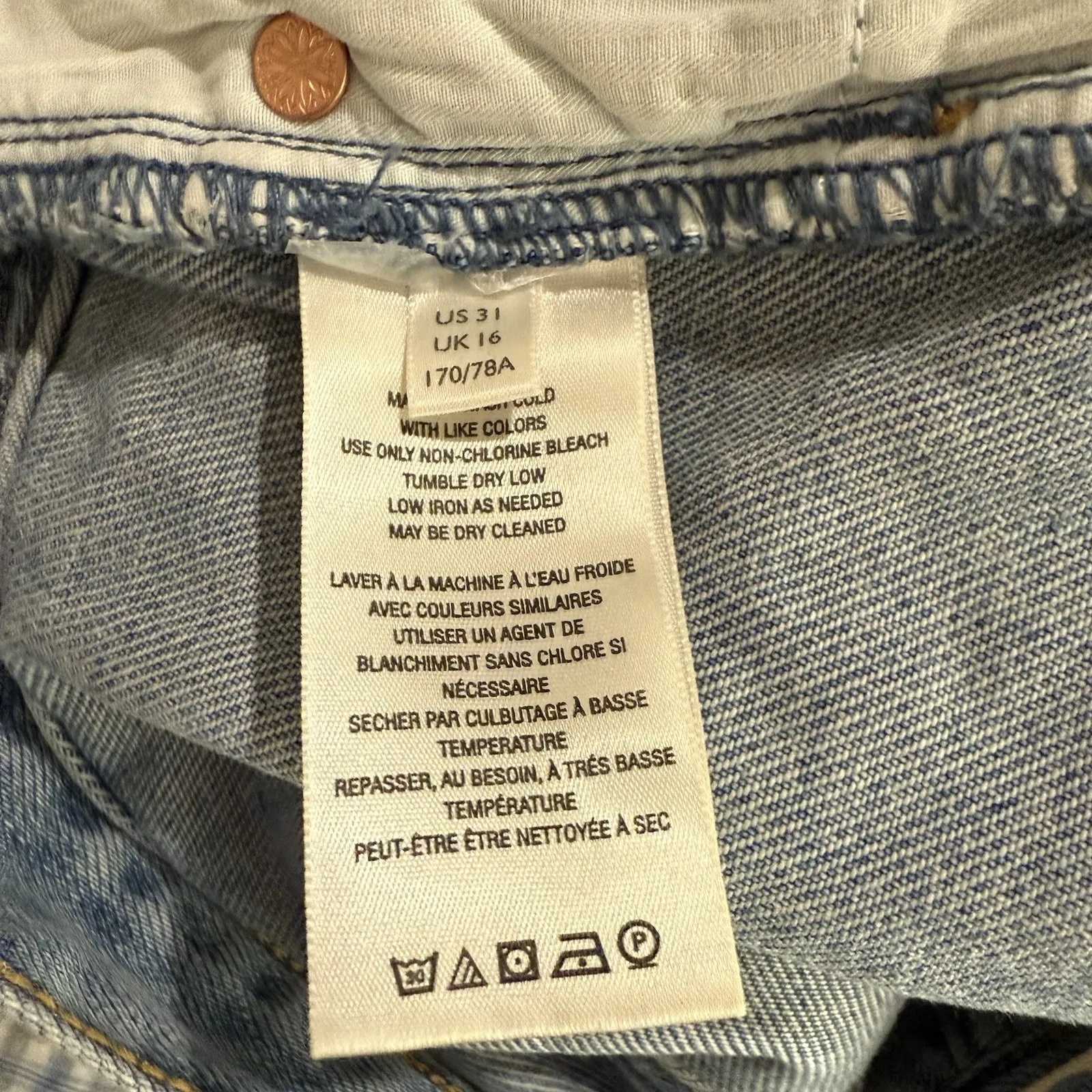 We The Free Loving Good Vibrations Cutoff Jean Shorts Womens 31 Blue Distressed - Image 5